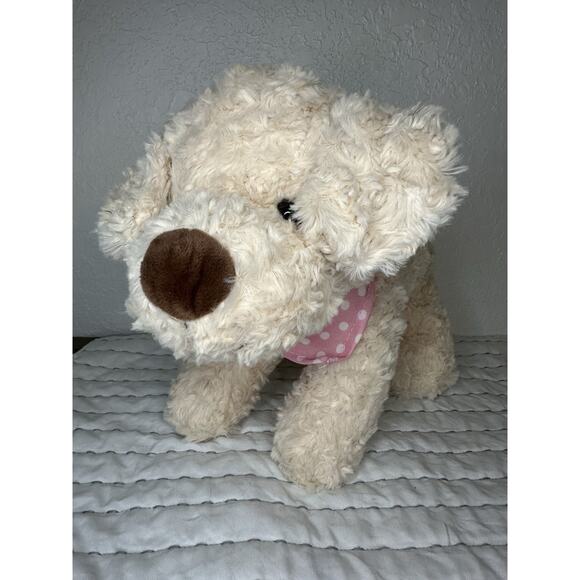 Walgreens Puppy Dog Plush Pink Polka Bandana Scarf 12” Hug Me Stuffed Animal - Picture 1 of 7
